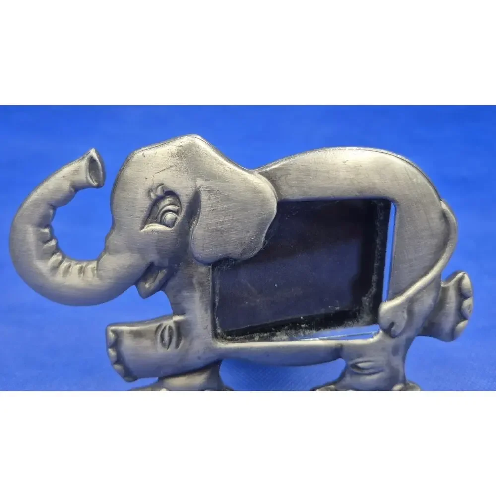 Vintage Pewter Circus Elephant Picture Frame 6x4.5
